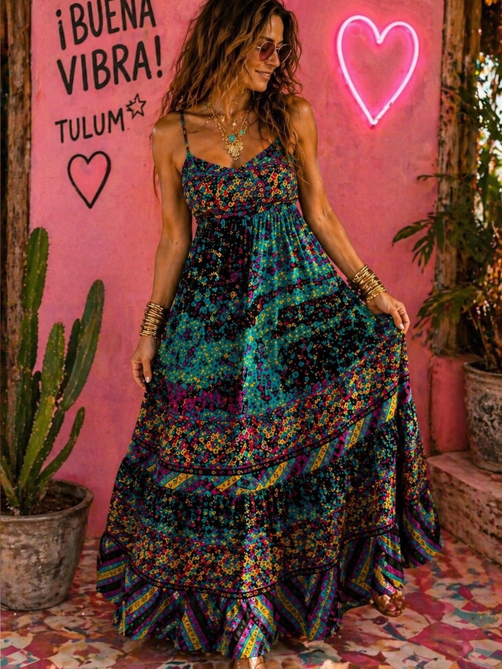 Betsey Johnson Y2K Boho Glam Maxi Dress